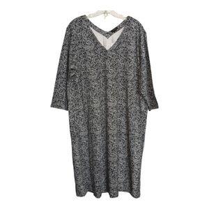 J Jill wearever collection double v neck back dress XL black white